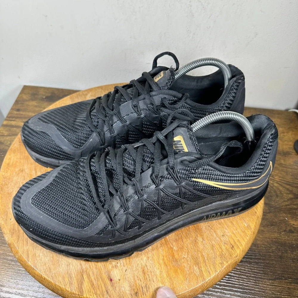 Nike Air Max 2015 Mens Black Gold Running Shoes DC4111-001 Size 11